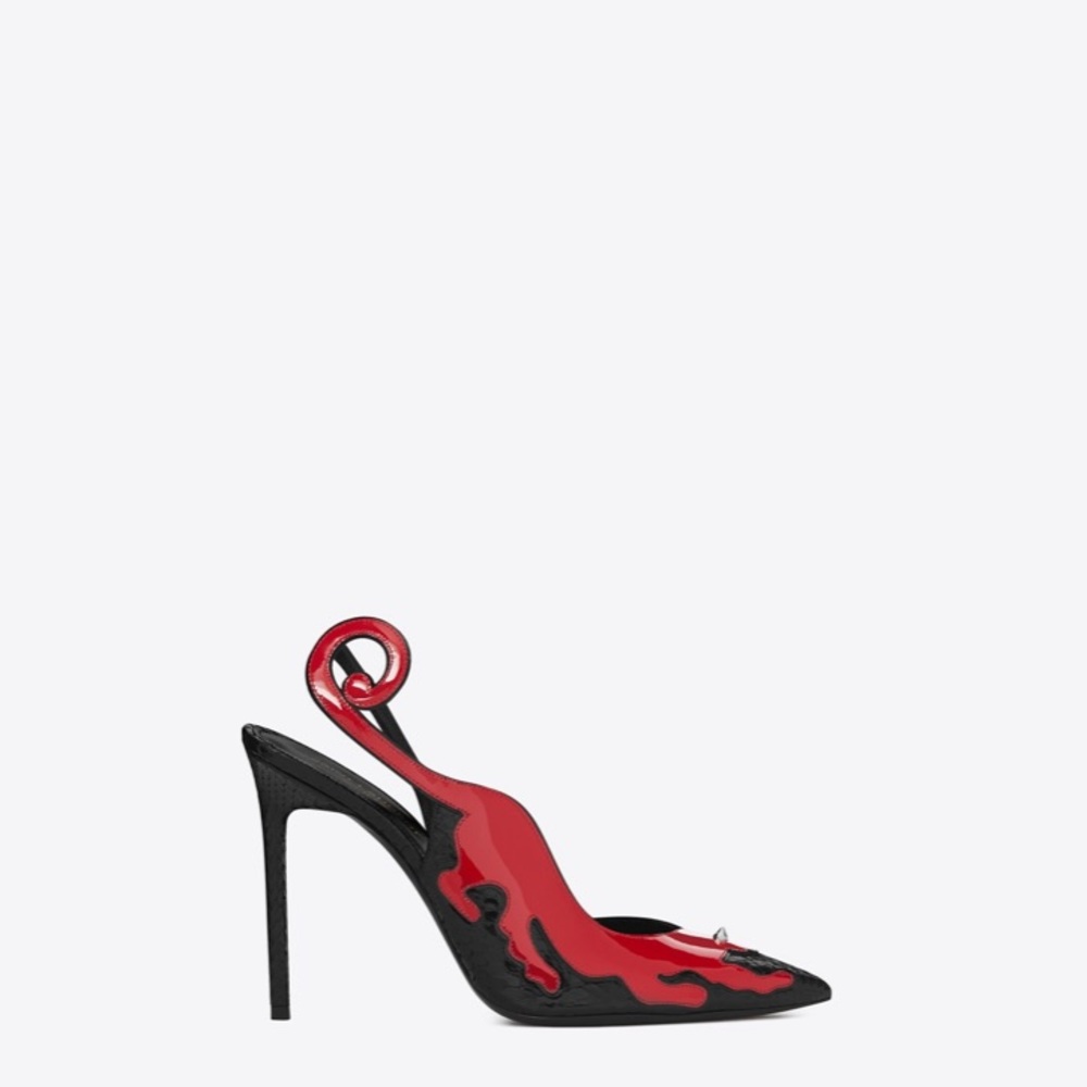 NEW YSL Anya Panther Pump in Black Snakeskin